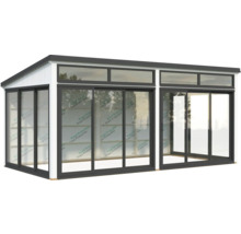 Gartenhaus mit Glasschiebetüren für den Außenbereich