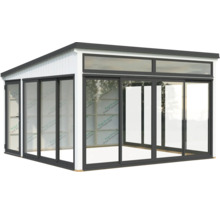 Gartenhaus mit Glasfront und Schiebetüren