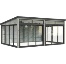 Gartenhaus mit Schiebetüren und Fenstern