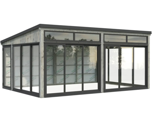 Gartenhaus mit Schiebetüren und Fenstern