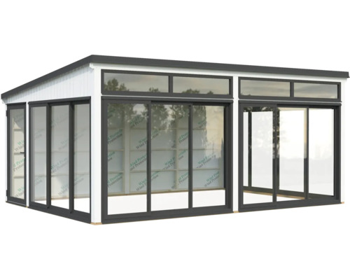 Gartenhaus mit Schiebetüren und Fensterfront