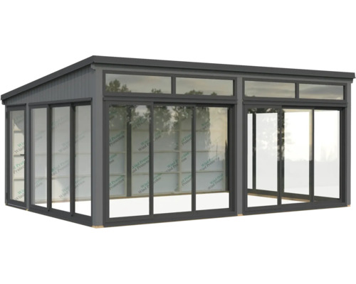 Terrassenüberdachung mit Glasschiebetüren für den Garten