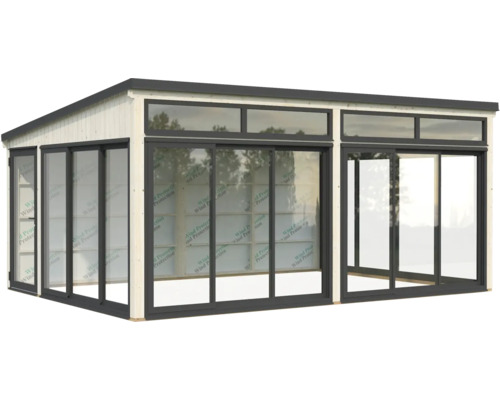 Holz Gartenhaus mit Glasfront und Schiebetüren