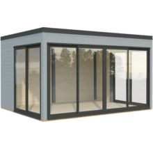 Gartenhaus mit Schiebetüren aus Glas