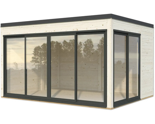 Gartenhaus mit Schiebetüren aus Glas