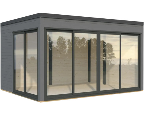 Gartenhaus mit Schiebetüren und Glasfront