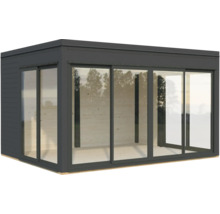 Modernes Gartenhaus mit Schiebetüren und Glasfront