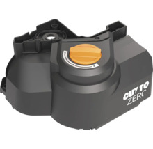 Oberteil eines Mähroboters mit Drehknopf zur Einstellung der Schnitthöhe