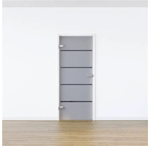 Zimmertür aus Glas mit vier horizontalen Zierstreifen