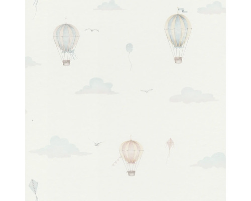 Tapete mit Heißluftballons, Wolken und Drachen