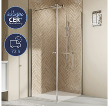 Eckdusche mit Brausegarnitur und Handtuchhalter