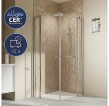 Eckdusche mit Duscharmatur und CER Plus Beschichtung im Badezimmer