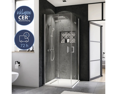 Dusche mit CER Plus Beschichtung und Lieferzeit von 72 Stunden in einem Badezimmer.