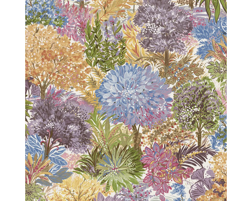 Tapete mit floralem Muster und Baumdarstellungen