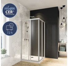 Eckdusche mit Schiebetür in modernem Badezimmerdesign