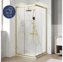 Eckdusche mit Duscharmatur und Lieferzeit-Symbol