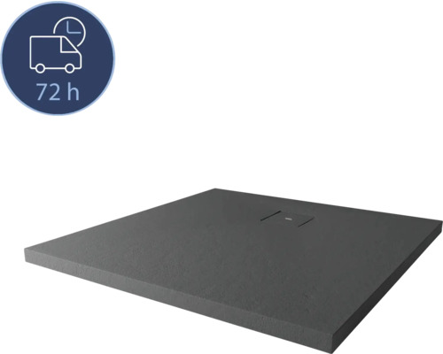 Duschwanne Mineralguss BREUER Modern Line Express Q72 Steinoptik anthrazit 100 x 100 cm Duschwanne mit Ablaufgarnitur und Lieferzeitangabe