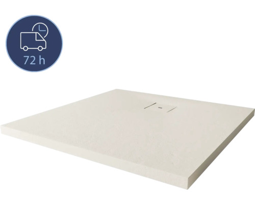 Duschwanne Mineralguss BREUER Modern Line Express Q72 Steinoptik sandstein 90 x 90 cm Quadratische Duschwanne mit Ablauf und 72 Stunden Lieferzeit