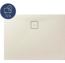 Flache Duschwanne mit Ablaufgarnitur und Liefersymbol 72 Stunden