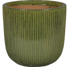 Grüner Pflanztopf mit vertikalen Rillen