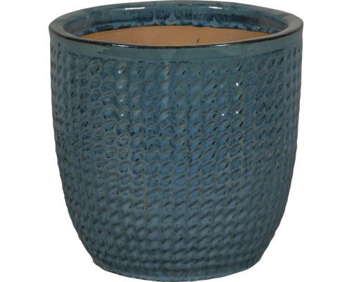 Blauer Pflanztopf mit gewebter Textur für den Innen- und Außenbereich