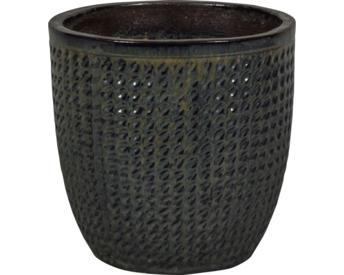 Pflanztopf FloraSelf Keramik glasiert Ø 22 cm H 21 cm kaffeebraun Blumentopf aus Keramik mit strukturierter Oberfläche