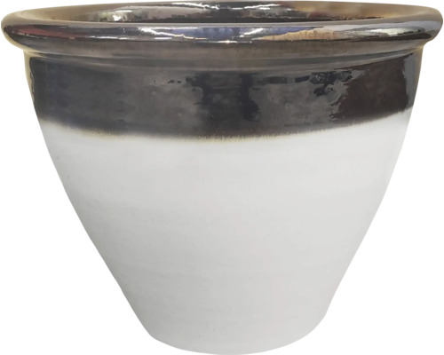 Pflanztopf FloraSelf Keramik glasiert Ø 29 cm H 23 cm creme Pflanzgefäß aus Keramik mit zweifarbiger Optik