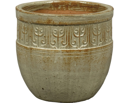 Pflanztopf Lafiora Keramik glasiert Ø 45 cm H 41 cm creme Blumentopf mit Muster