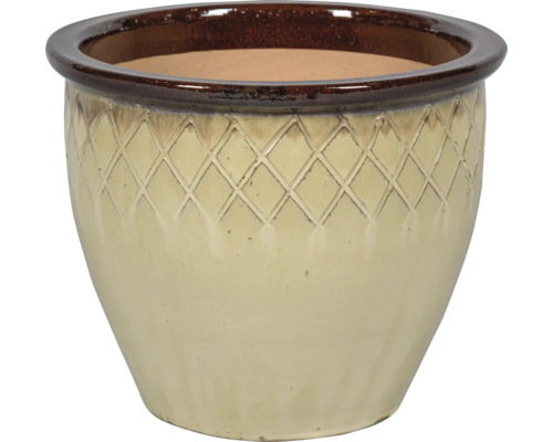 Keramik Blumentopf mit Rautenmuster