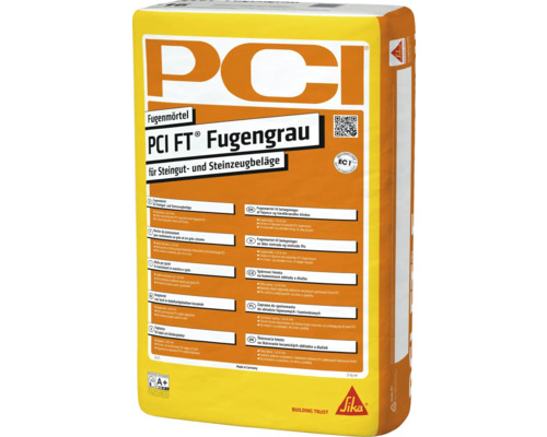 PCI FT Fugengrau Fugenmörtel für Steingut- und Steinzeugbeläge lichtgrau 25 kg PCI Fugenmörtel FT Fugengrau für Steinzeug und Steinzeugbeläge, 25 Kilogramm Sack