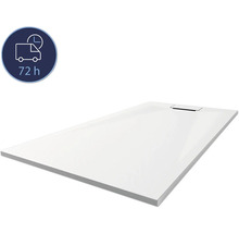 Weiße Duschwanne mit Ablaufloch und 72 Stunden Liefersymbol