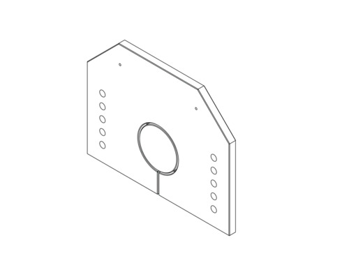 Technische Zeichnung einer Montageplatte mit Bohrungen
