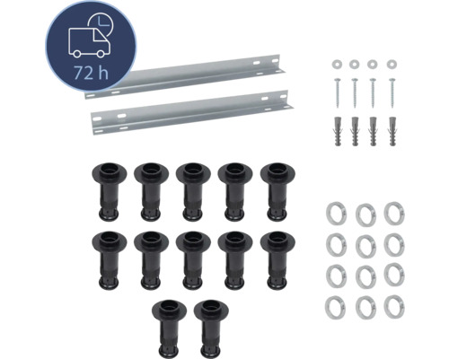 Wannenfüße mit Montageschiene BREUER Express Q72 zu Lite-Line 1420000000099 Montagezubehör für Badheizkörper mit zwei Halterungen, Schrauben, Dübeln, Unterlegscheiben und Ventilkörper