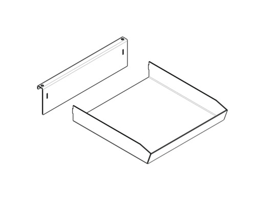 Zeichnung einer Schubladenblende und eines Schubladeneinsatzes