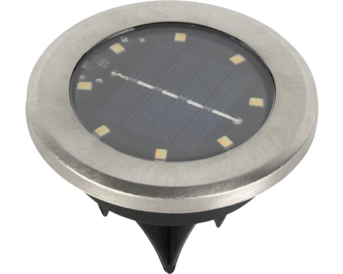 Bodeneinbaustrahler mit Solarpanel und Erdspieß