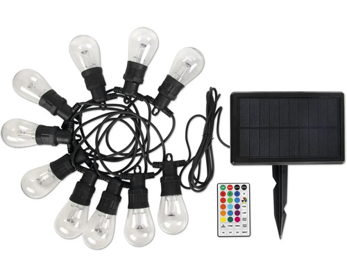 Solar Lichterkette mit Leuchtmitteln, Solarpanel und Fernbedienung
