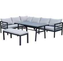 Gartenmöbelset mit Eckbank, Tisch und Hocker