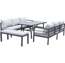 Gartenmöbelset mit Sofa, Sesseln, Bank und Tisch