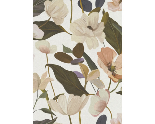 Blumentapete mit Blüten und Blättern