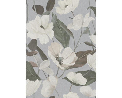 Blumentapete mit Blütenmuster und Blättern