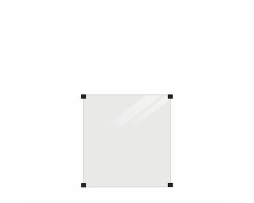 Quadratische Duschwand mit schwarzen Eckverbindungen