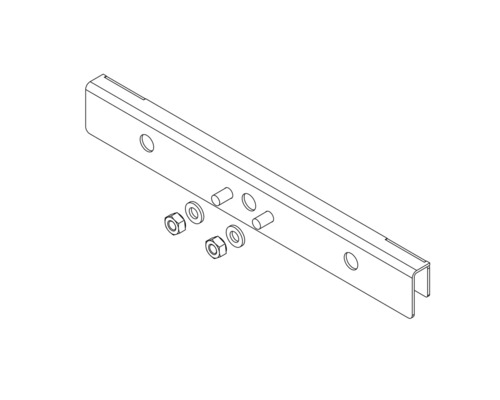 Metallhalterung mit Schrauben, Muttern und Unterlegscheiben