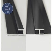 Zwei schwarze Aluminiumprofile in unterschiedlichen Formen