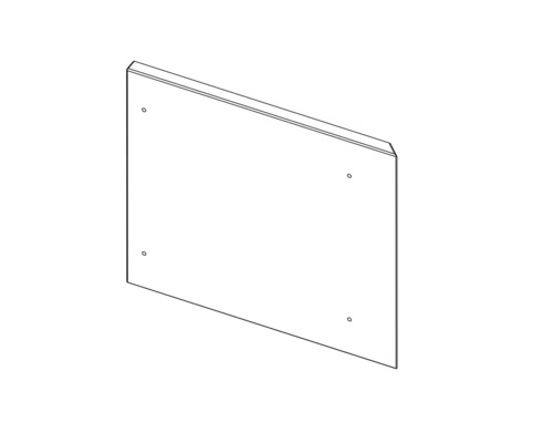 Skizze einer rechteckigen Möbelplatte mit Befestigungslöchern