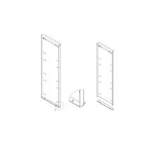 Illustration von zwei Regalseitenwänden mit Montageelementen für Regalsystem