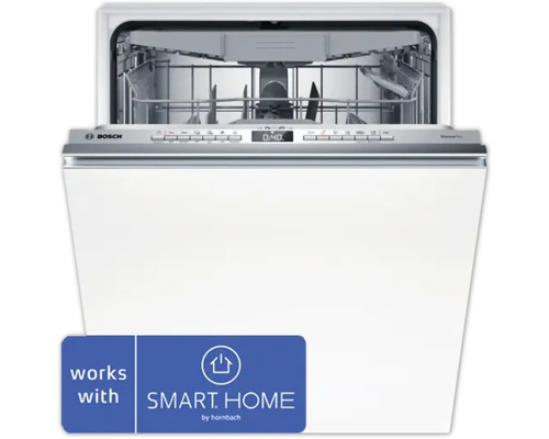 Vollintegrierter Geschirrspüler Bosch 60 cm für 14 Maßgedecke 9 l 42 dB (A) SBV4ECX28E - Kompatibel mit SMART HOME by hornbach Geöffneter Geschirrspüler von Bosch mit Smart Home Funktion