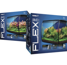 Verpackung von Fluval Flex 2.0 Süßwasseraquarien mit 34 und 57 Liter Fassungsvermögen
