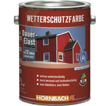 Farbdose Wetterschutzfarbe mit dem Blauer Engel Umweltzeichen und Hornbach Logo.