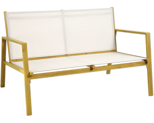 Gartensitzbank aus Holz und Stoff für zwei Personen