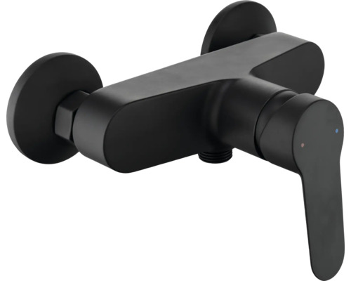 Schwarze Duscharmatur zur Wandmontage